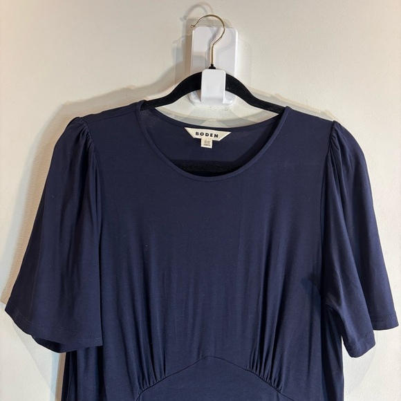 BODEN Sz 10R Maxi Dress Jerseyy Knit Empyre Waist Slight Puff Shoulder Unlined - Picture 4 of 11